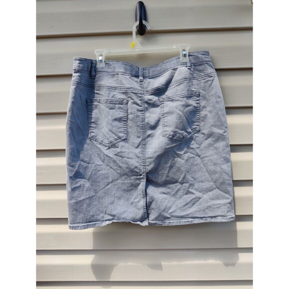 Jacqueline Smith Gray Denim Jean Skirt Light Wash Womens Sz 16 Knee Length Slit - Picture 5 of 12